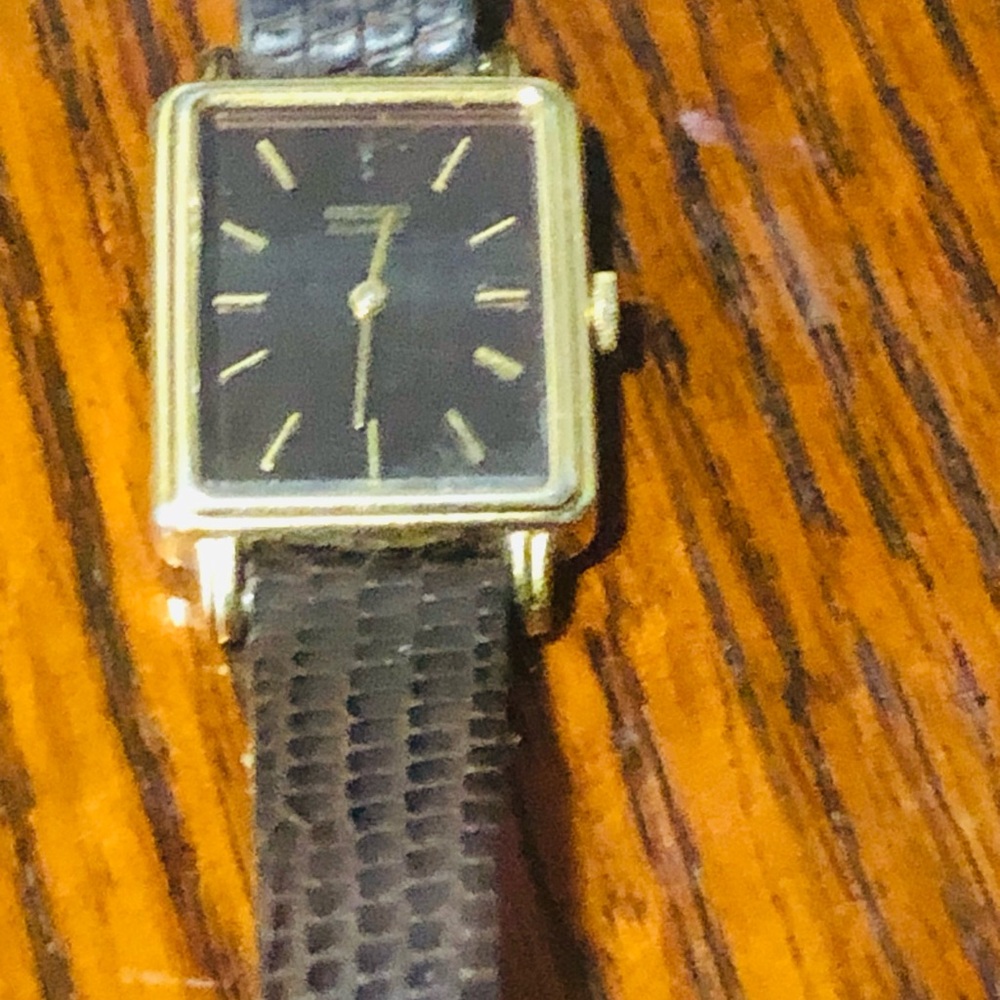 Gold And Black Rectangular Watch - image 1
